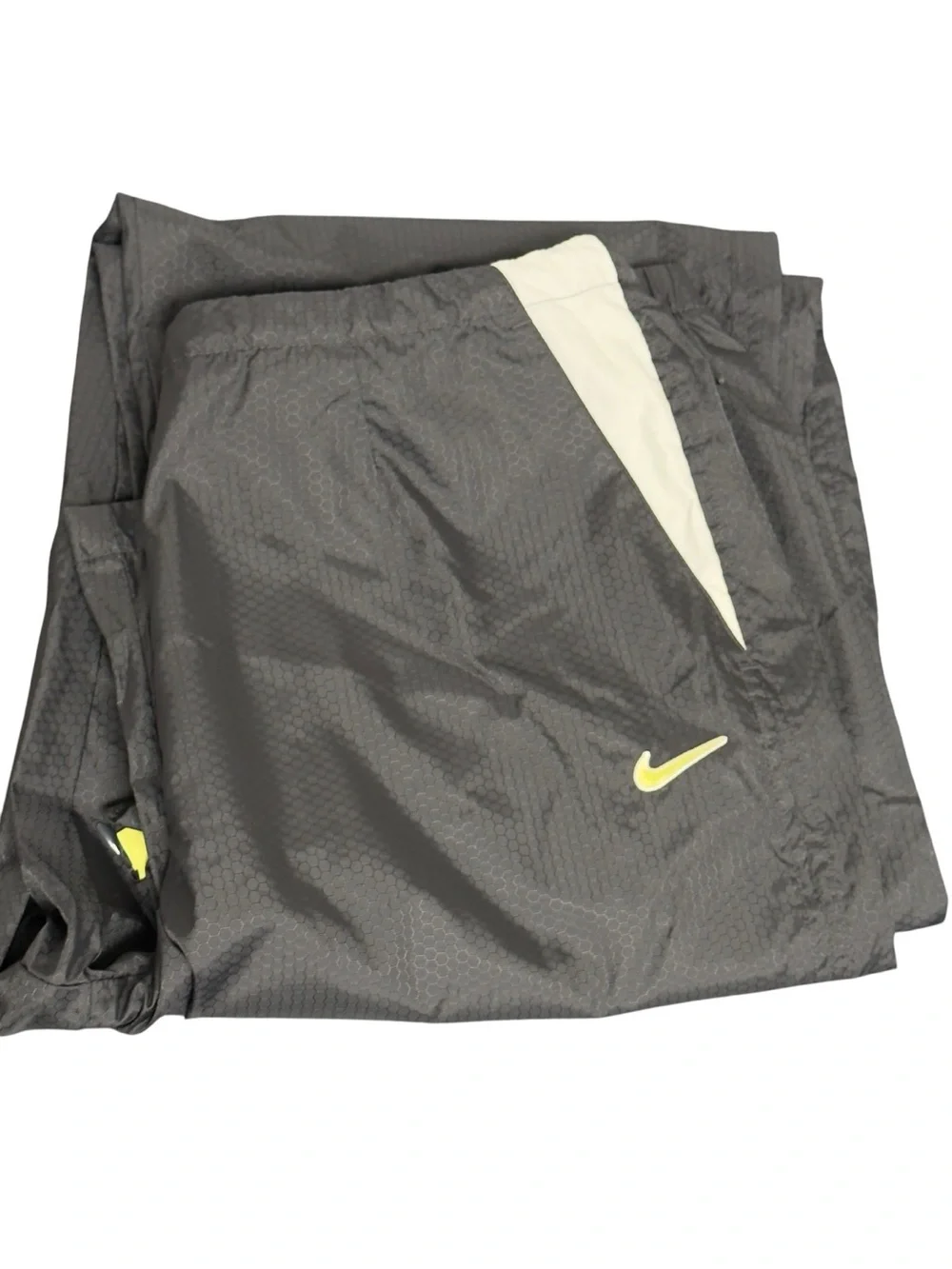 Nike Black Volt Nylon Zip Leg Drawstring Track Athletic Wind Pants